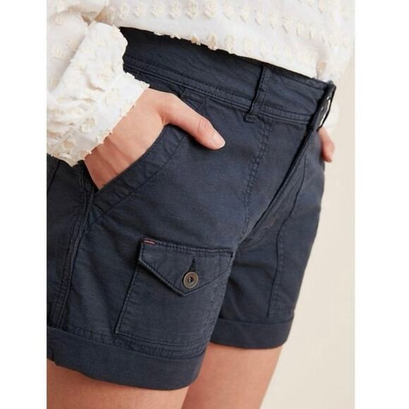 Anthropologie The Wanderer Womens Utility Shorts Navy Sz 30 Cargo Cuffed Hem - Picture 5 of 9